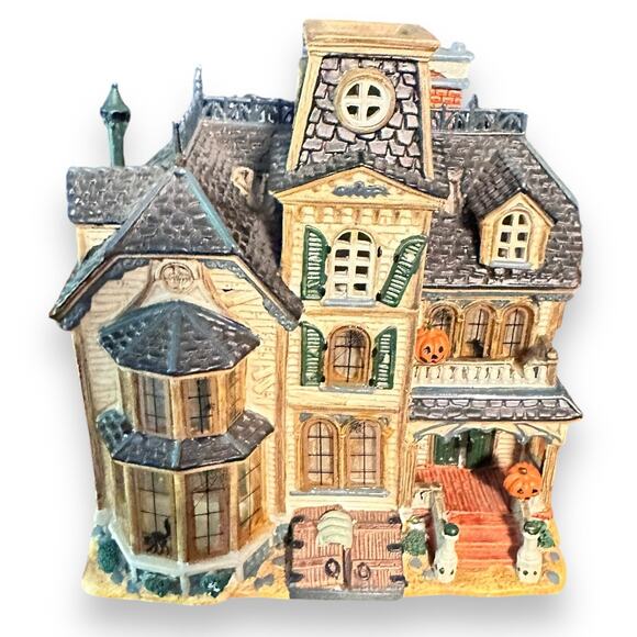 Lemax Spooky Town Greaves Manor Lighted Ghost House 05473 Retired Halloween 2000 - Picture 1 of 10